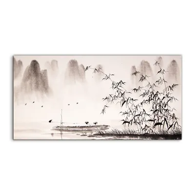 Produktbild von Coloray Canvas 100x50  Wandbild Leinwand Bilder Deko Chinesische Landschafts Tusche