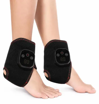 Image de INF Paire de masseurs de cheville intelligents chauffants, 4 niveaux, 3 modes vibration, écran LCD, minuterie 60 min, rechargeable Type-C