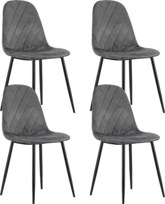 Produktbild von 4er Set Polsterstuhl Esszimmerstuhl Stuhl Wohnzimmerstuhl Polster, 4x grau mit schwarzen Beinen