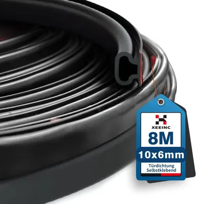 Obrázok produktu pre Samolepiaci tesniaci pásik na dvere - 10 mm x 6 mm - Čierna farba