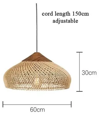 Image de Suspension, design en rotin tressé, style moderne, 60x30 cm, sans ampoule