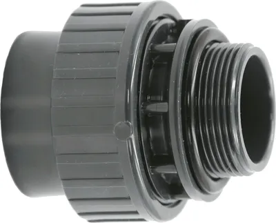 Produktbild von HAF 1x PVC Fittings Verschraubung O-Ring mit 50mm x 2" | Klebemuffe x Außengewinde | Adapter aus grauem PVC | PN16 für PVC Rohr & Poolverrohrung