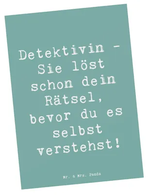 Produktbild von Mr. & Mrs. Panda Postkarte Spruch Detektivin Rätsel - Meeresbrise - Geschenk, Wahrheit, bildkarte, Grußkarte, Geschenke mit Herz, bevor du es selbst verstehst!, Neugierde