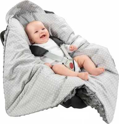 Produktbild von Schlafsack aus weichem Plüsch, 80 x 80 cm, für Autositz, Babytragetuch, Pucktuch - Grau-Mohnblume