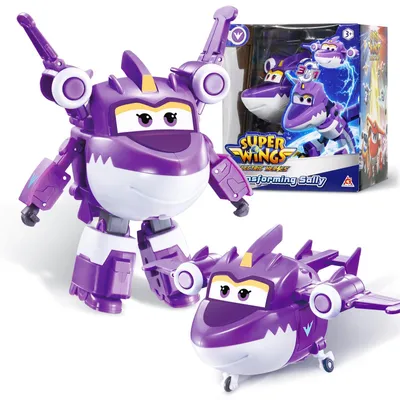 Produktbild von Super Wing Transformable Spielzeug Sally, 2 in 1 Action Figur, 12,7 cm großes Flugzeug-Roboter, Transformable Spielzeug für Jungen und Mädchen ab 3 Jahren, Purple