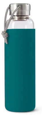 Zdjęcie produktu dla Elegancka butelka na wodę ze szkła, pojemność 600 ml, z pokrywką ze stali nierdzewnej