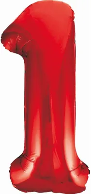 Produktbild von GoDan Luftballon Zahl 1 Rot, in XXL-Größe – 85 cm, Folienballon mit einem selbstschließenden Ventil, Zimmer- und Raumdekoration beim Geburtstag, Jubiläum, Jahrestag, Hochzeitstag oder Firmenevent