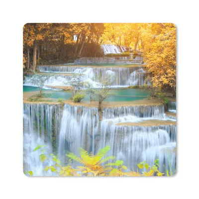 Produktbild von MuchoWow® Mauspad Mousepad Wasserfall - Herbst - Bäume - Braun - Wasser 20x20 cm - Mousepads - Maus Mat - Pad - Mausunterlage - Desk Mat - Bureauartikeln