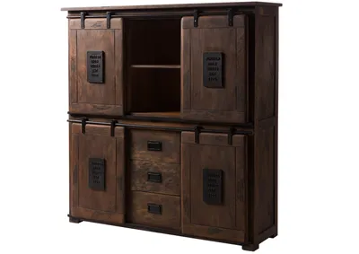 Produktbild von MASSIVMOEBEL24 Highboard Mango 150x45x160 braun lackiert RAILWAY #425
