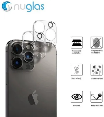 NuGlas camera lens protector voor iPhone 12 Pro Max - Beschermglas iPhone - Tempered Glass