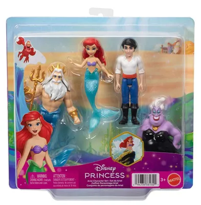 Produktbild von Disney Princess Disney Prinzessin Arielle Charakterset mit 4 kleinen Puppen, inspiriert vom Disney-Film „Arielle, die Meerjungfrau“, 3 Jahr(e), Mädchen, 200 mm, Mehrfarbig