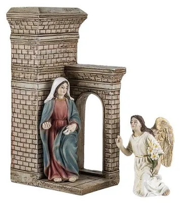 3er-Set Harzfiguren, Verkündigungsszene, 18 cm