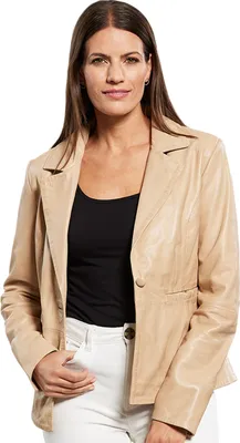 Produktbild von Jilani Collection - Damen Lederjacke Blazer Lammnappa beige sand : 40