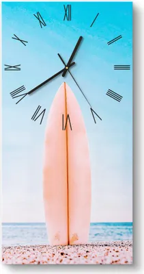 Produktbild von DEQORI Glasuhr 30x60 cm Römisch 'Surfsehnsucht' Wanduhr Glas Uhr Design leise Küchenuhr