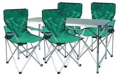 5-teiliges Campingmöbel Set Grün 4x Stuhl inkl. Tasche + 1x XXL Tisch