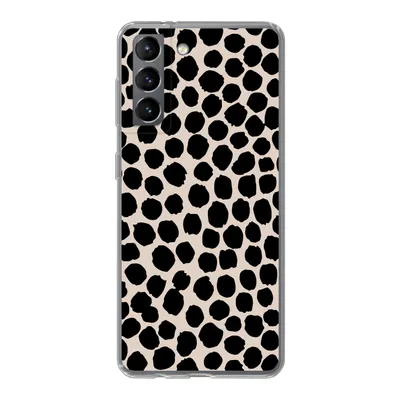 Produktbild von MuchoWow® Handyhülle Schutzhülle Hülle für Samsung Galaxy S21 Polka dots - Schwarz - Beige Silikon Softcase Handy Hülle - Softcase