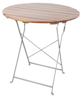 Image de Table de brasserie pliable acacia acier Ø80cm