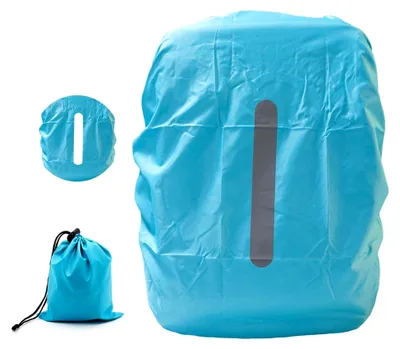 Produktbild von Regenschutz für Rucksäcke mit reflektierenden Streifen, wasserdichte Hülle für 40L-50L Rucksäcke, Regenhülle für Wandern, Camping, Reisen und Radfahren (Blau, L)