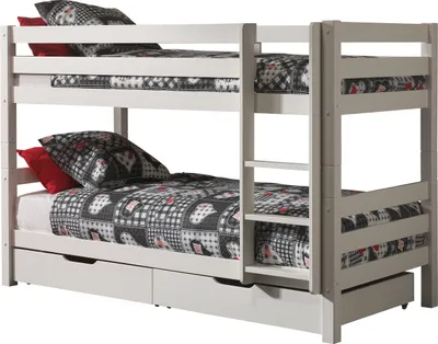 Produktbild von Vipack Etagenbett Pino - Kiefer massiv weiss lackiert, Maße: 210 cm x 140 cm x 105 cm; PICOSBLA14