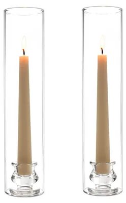 Produktbild von 2 Stück Glaszylinder für Kerzenständer, Kerzenhalter für Stabkerzen mit winddichter Glas-Hülse für Außenanlässe