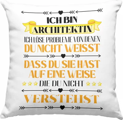 Produktbild von Trendation - Architektin Geschenk Deko-Kissen mit Füllung 40x40  Deko-Kissen mit Füllung 40x40 für Architektin Frauen Spruch (Blau)