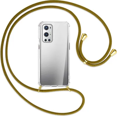 Produktbild von Handykette Backcover-Schutzhülle mit Band (Metall goldfarben) für OnePlus 9 - khaki