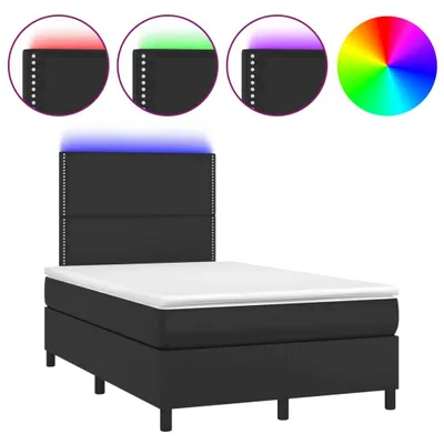 Obrázok produktu pre Boxspring posteľ s matracom a LED, čierna 120x190cm, umelá koža