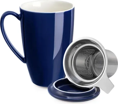Produktbild von Porzellan Teetasse Mit Sieb Und Deckel, 450ml Tasse Für Tee/Coffee/Milch, Geschenk