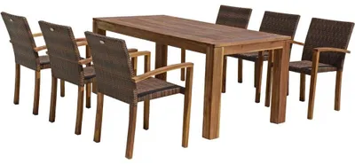 Obrázek produktu pro Garden Pleasure Sedací souprava Topeka, kávový plast, dřevo, 7 dílů