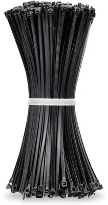 Obrázek produktu pro Stahovací pásky, 200 mm x 3,6 mm, 500 kusů, černá barva, odolné vůči UV záření, nylon