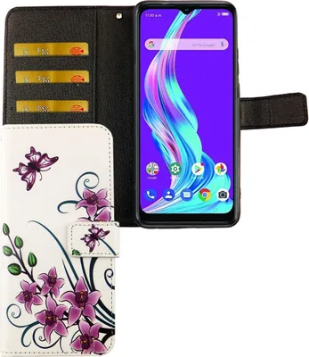 Zdjęcie produktu dla Etui na telefon komórkowy ZTE Blade A51 z klapką ochronną i miejscem na kartę, kolor: biały kwiat lotosu