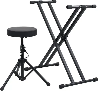 Obrázok produktu pre vidaXL Sada stojana na klávesnicu a stoličky Double Strut Black