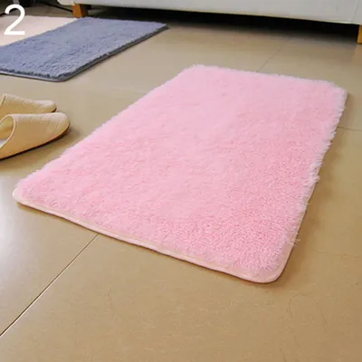 Produktbild von Süßigkeitenfarbe weicher Anti-Skid-Teppich Flokati zotteliger Teppich lebender Schlafzimmer Bodenmatte-Rosa