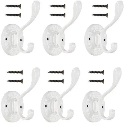 Immagine prodotto di Ganci da parete retrò, 6 pezzi, bianchi, per cucina e bagno