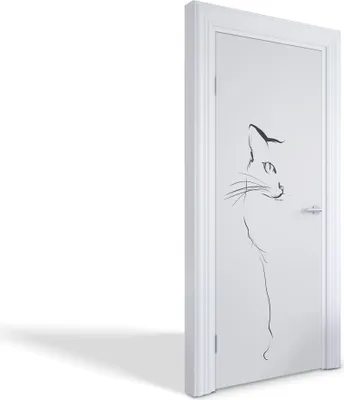 Produktbild von Türdeko Aufkleber Selbstklebende Wandsticker Personalisiert - Katzenartige Eleganz - 75 x 205 cm