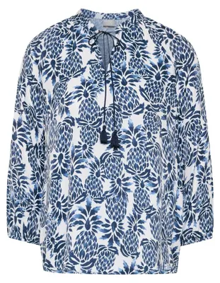 Produktbild von Rabe Viskose Bluse Pazifik, Größe 48, Stehkragen mit Bindeband, 3/4-Ärmel