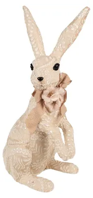 Image de Clayre & Eef Figurine de décoration Lapin 25x19x54 cm Beige Textile