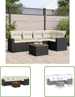 Produktbild von The Living Store 6-tlg. Garten-Sofagarnitur mit Kissen Schwarz Poly Rattan