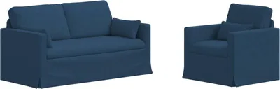 Image de Ensemble de canapés vidaXL, 2 pièces, tissu bleu