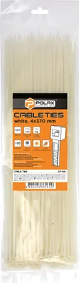 Produktbild von Kabelbinder, Nylon, weiß, 4 x 370 mm, 100 Stück Polax