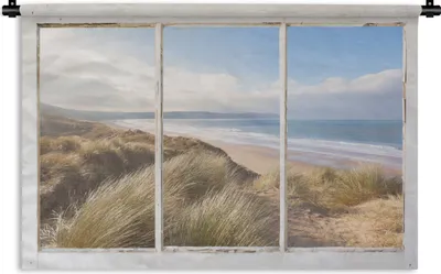 Produktbild von MuchoWow® Wandteppich Wandbehang Aussicht - Strand - Meer 90x60 cm Tapisserie Dekoration Wandtuch - Wandskulpturen - Bildteppich