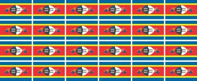 Produktbild von Mini Aufkleber Set - Pack glatt - 33x20mm - selbstklebender Sticker - Swasiland - Flagge / Banner / Standarte fürs Auto, Büro, zu Hause und die Schule - 24 Stück