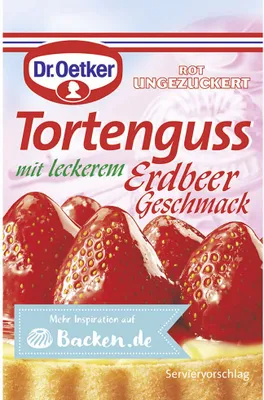 Produktbild von Dr Oetker Tortenguss rot mit leckerem Erdbeer Geschmack 3er 36g
