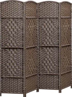 Image de HOMCOM Paravent intérieur en bois, 4 panneaux, 180 x 180 cm, séparateur de pièce pliable, pour salon, chambre à coucher, maison, marron