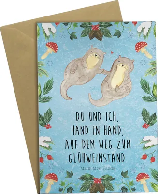 Produktbild von Mr. & Mrs. Panda Grußkarte Otter Glühweinstand - Eisblau - Geschenk, osterkarte, einladungskarten, Beileidskarte, babykarte, Weihnachten, weihnachtskarten