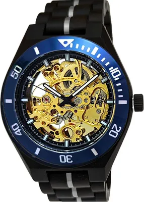 Produktbild von Holzwerk DELITZSCH Herren Automatik Handaufzug Holz Uhr, schwarz, gold & blau