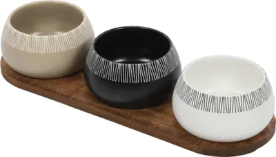 Produktbild von Snackschalen RORI, 3 Stück + Tablett