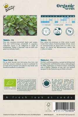 Produktbild von Buzzy Organic Feldsalat Holländischer breitblättriger -  Samen - Ca. 1,5 gr | Buzzy_92690