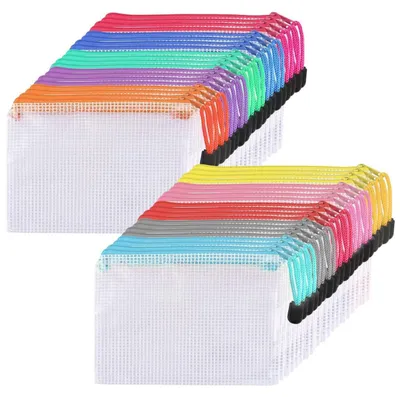 Productafbeelding van Documentenhoezen A6 met rits, 40 stuks, 16x12 cm, waterdicht, van PP, in verschillende kleuren