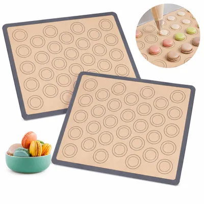 Produktbild von Wiederverwendbare Backmatte 2er Set 42×29,5cm Silikon Glasfaser Antihaft Backofen Matte 250°C für Backen Kochen Küche Zubehör